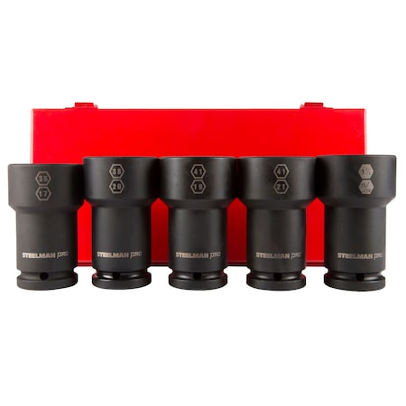 Steelman Pro 5-Piece 3/4" Drive Budd Wheel 6-Point and 4-Point Combo Impact Socket Set 79326